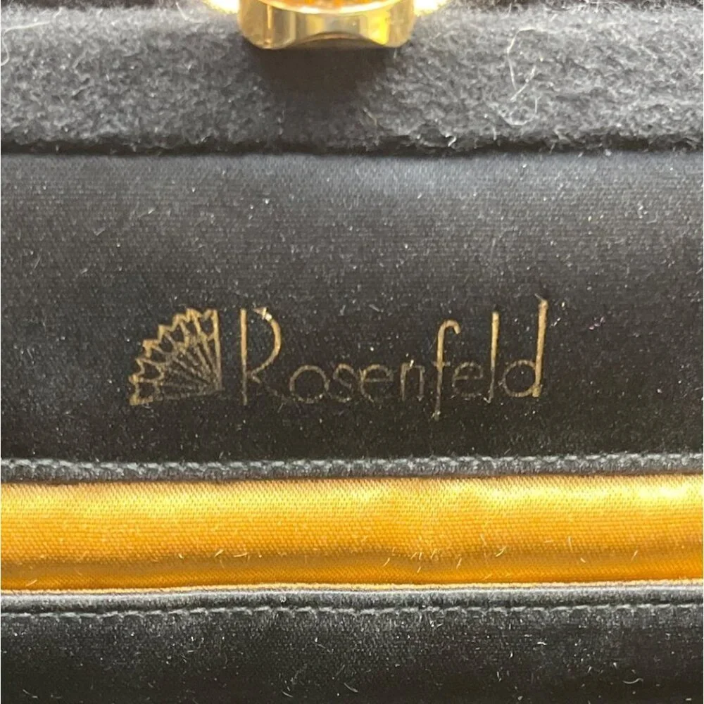 Vintage Rosenfeld Black Gold Clasp & Purple Gem Detail Evening Clutch Bag Sz S - Picture 7 of 8